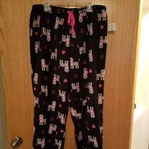 Layla Women's black with cute dogs very soft pajama bottoms size XL, NWT